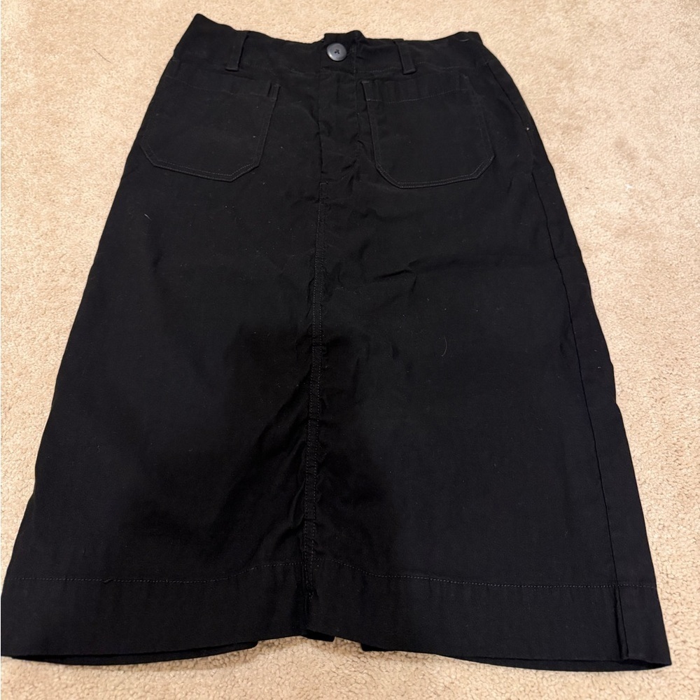 Maeve Anthropologie The Colette Black Linen Blend Midi skirt small
